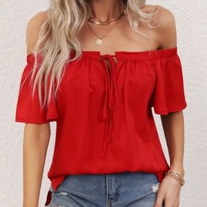 Shein Prive Off Shoulder Knot Front Blouse